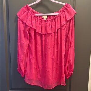 KORS Michael Kors Pink Relaxed Ruffled Blouse